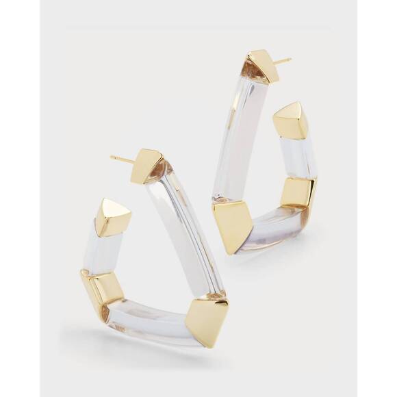 NEW KENDRA SCOTT women's arden statement hoop earrings in gold clear